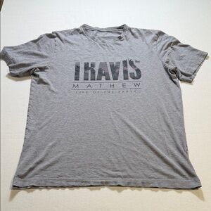 TravisMathew Life Of The Party graphic t-shirt.